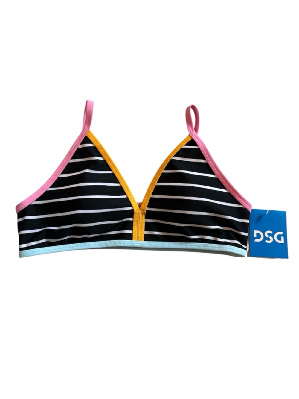 NWT DSG Girls Large Bound Bikini Top Sanibel Stripe UV 50+ Size M/L/XL